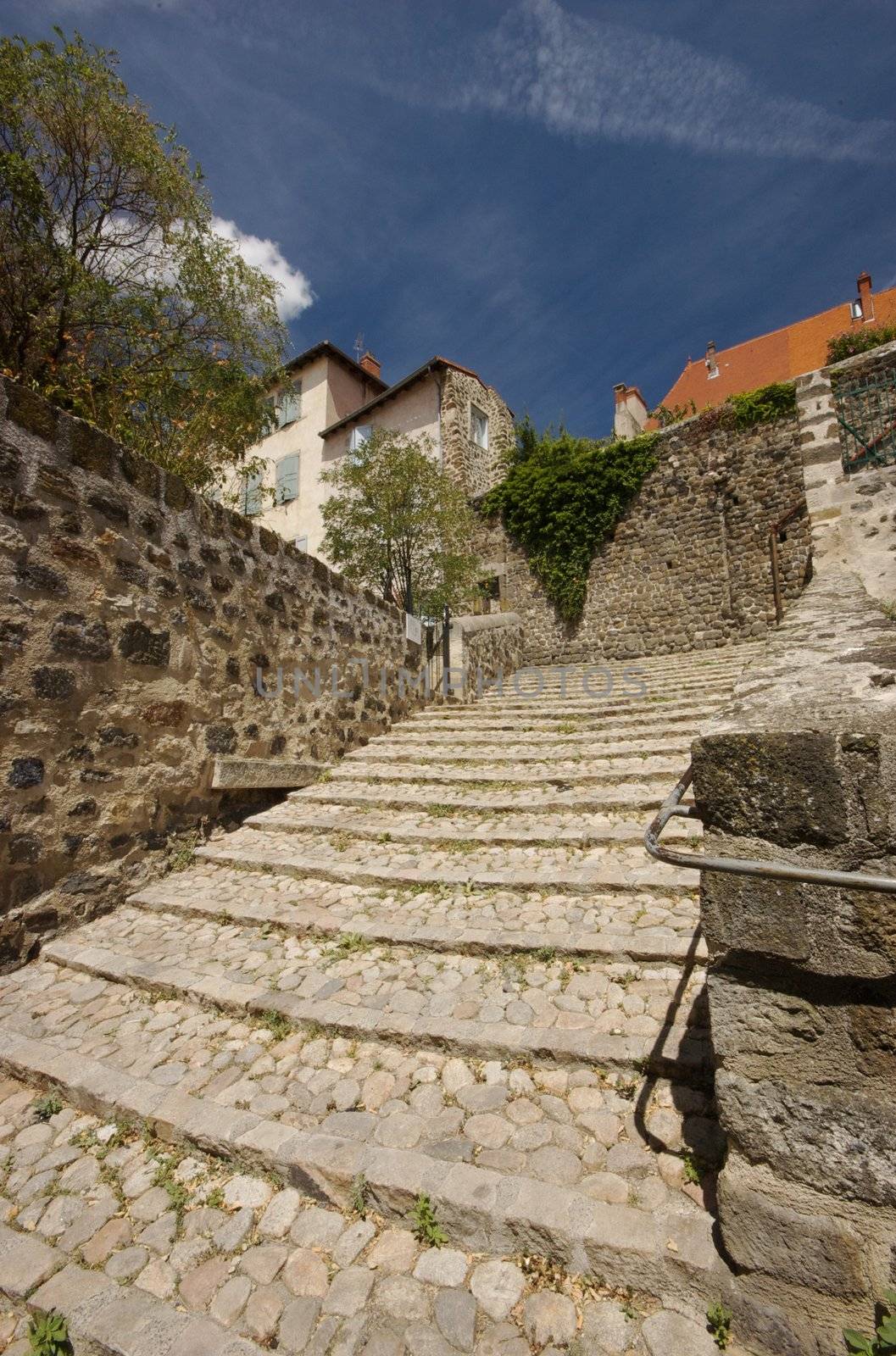 A view on the street of Puy en Velay in France