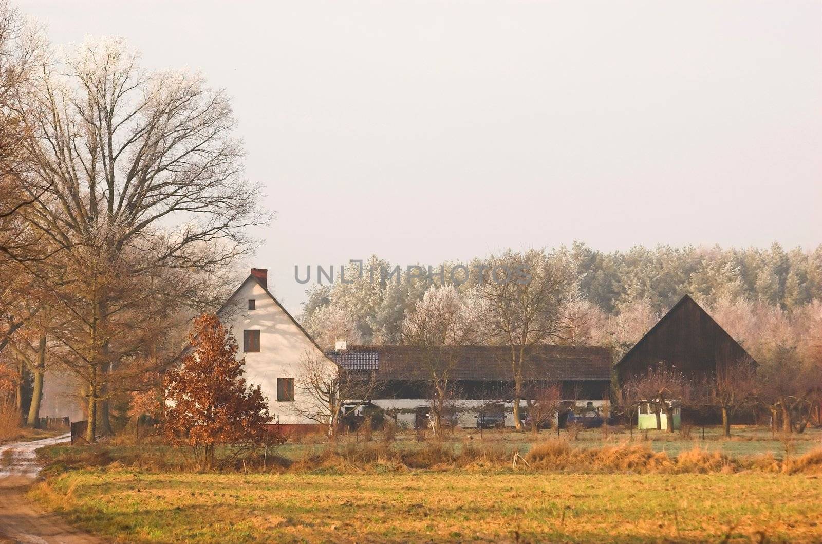 Countryside view with a country house