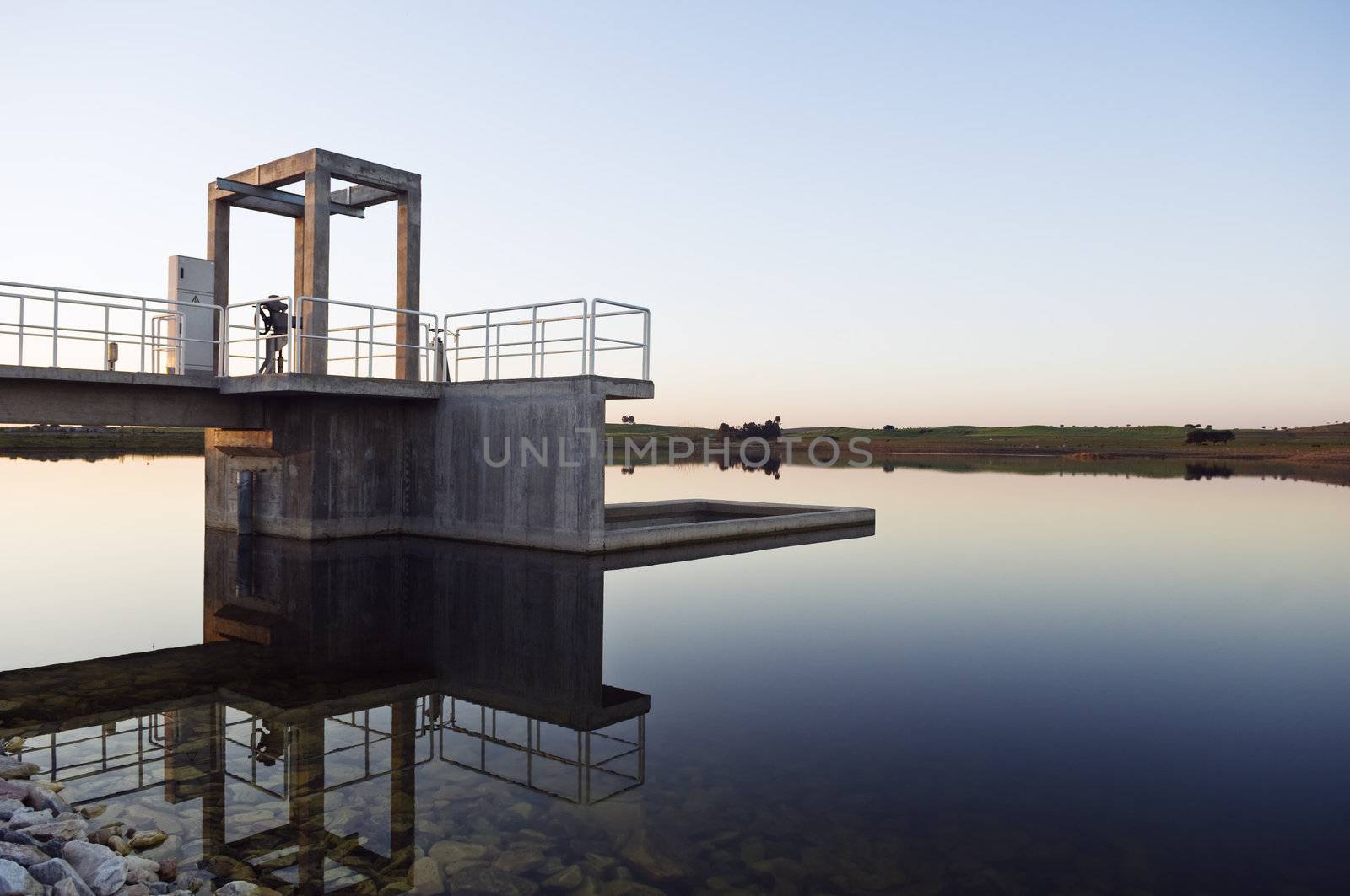 Intake tower in a small dam, Alentejo, Portugal