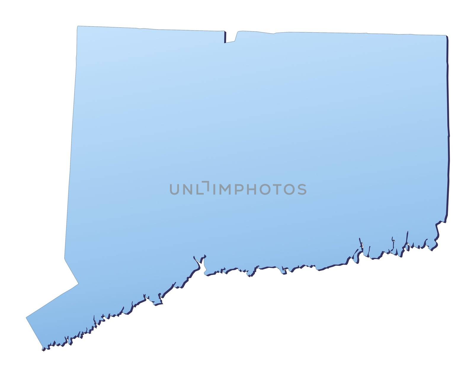 Connecticut(USA) map filled with light blue gradient. High resolution. Mercator projection.