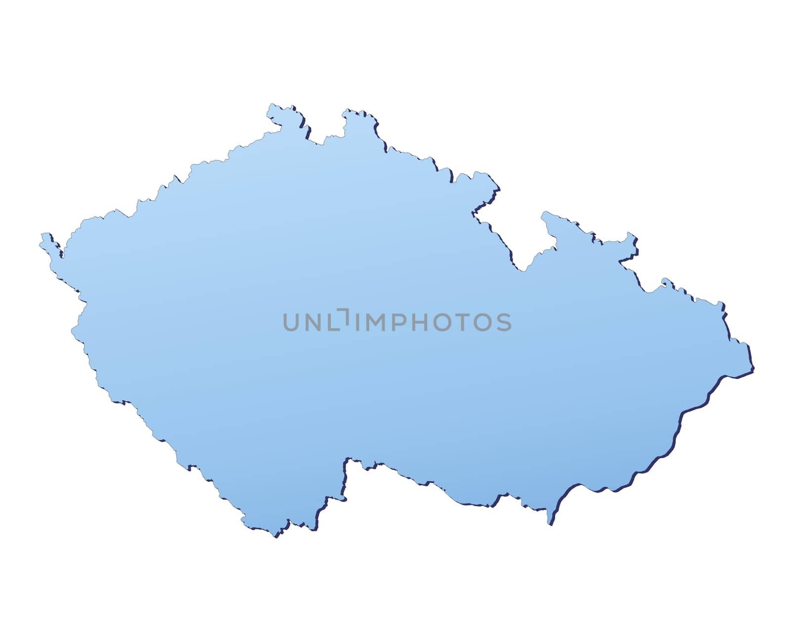 Czech Republic map filled with light blue gradient. High resolution. Mercator projection.