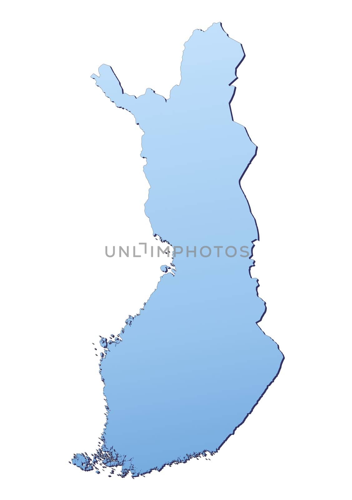 Finland map filled with light blue gradient. High resolution. Mercator projection.
