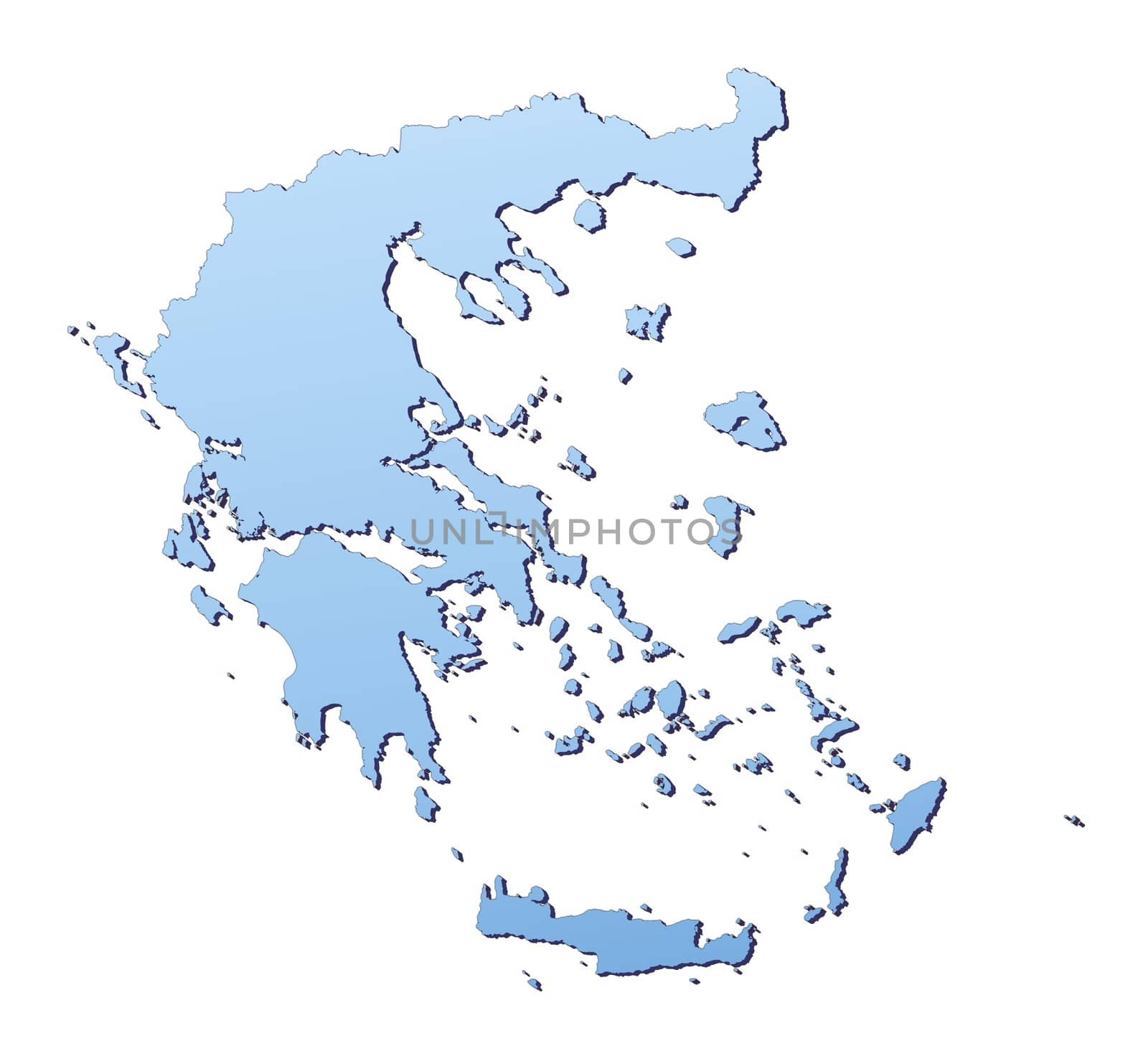 Greece map filled with light blue gradient. High resolution. Mercator projection.