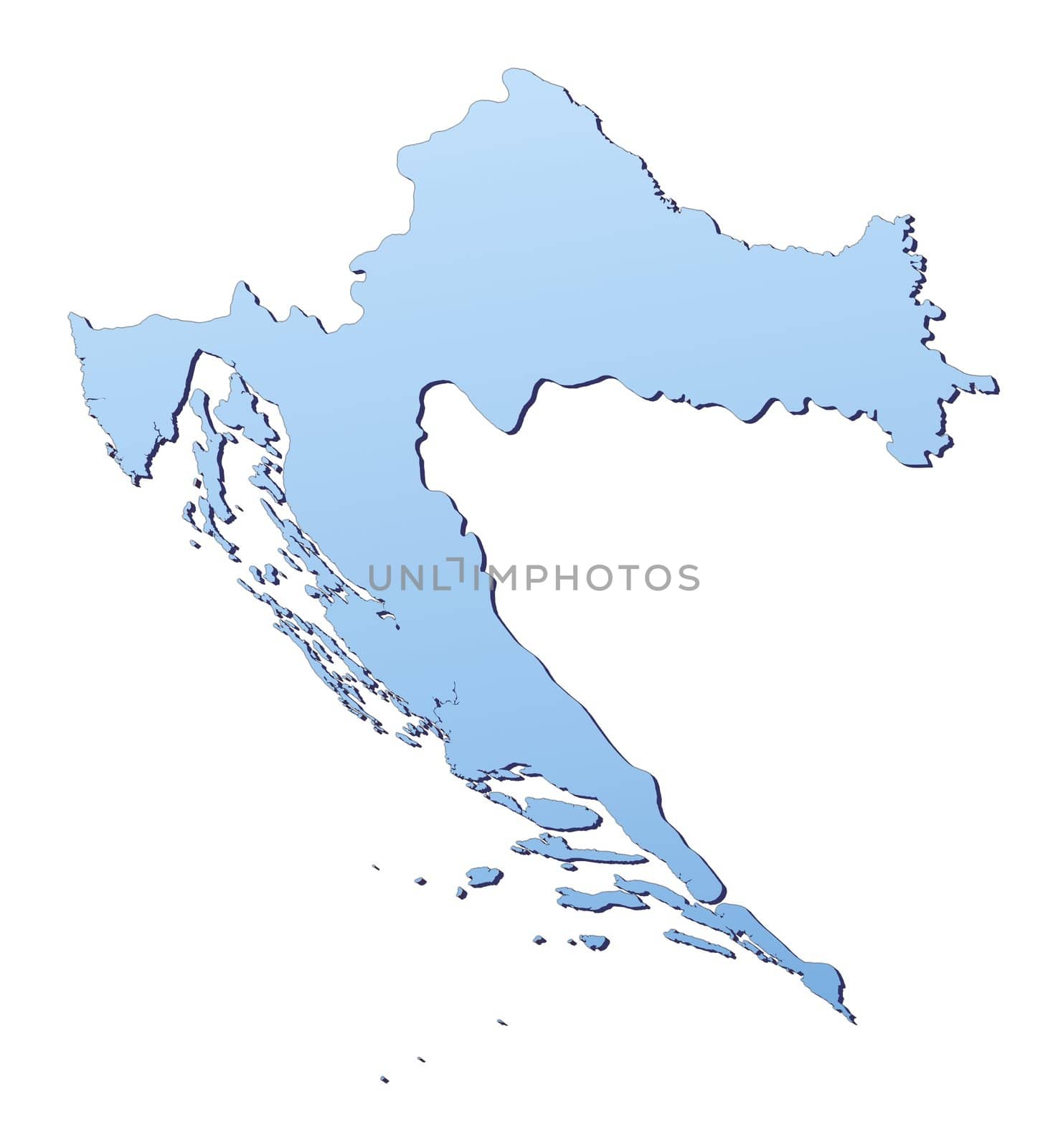Croatia map filled with light blue gradient. High resolution. Mercator projection.