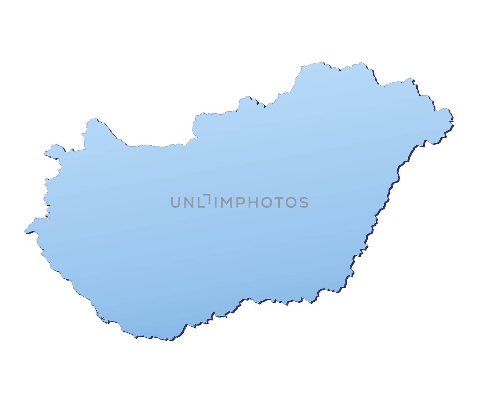 Hungary map filled with light blue gradient. High resolution. Mercator projection.