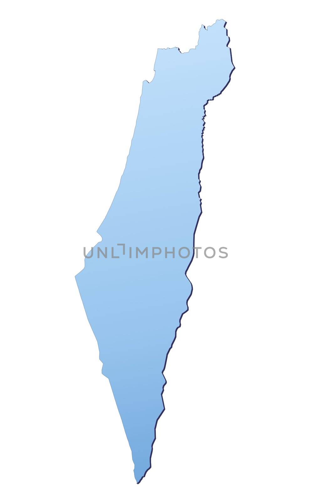 Israel map filled with light blue gradient. High resolution. Mercator projection.