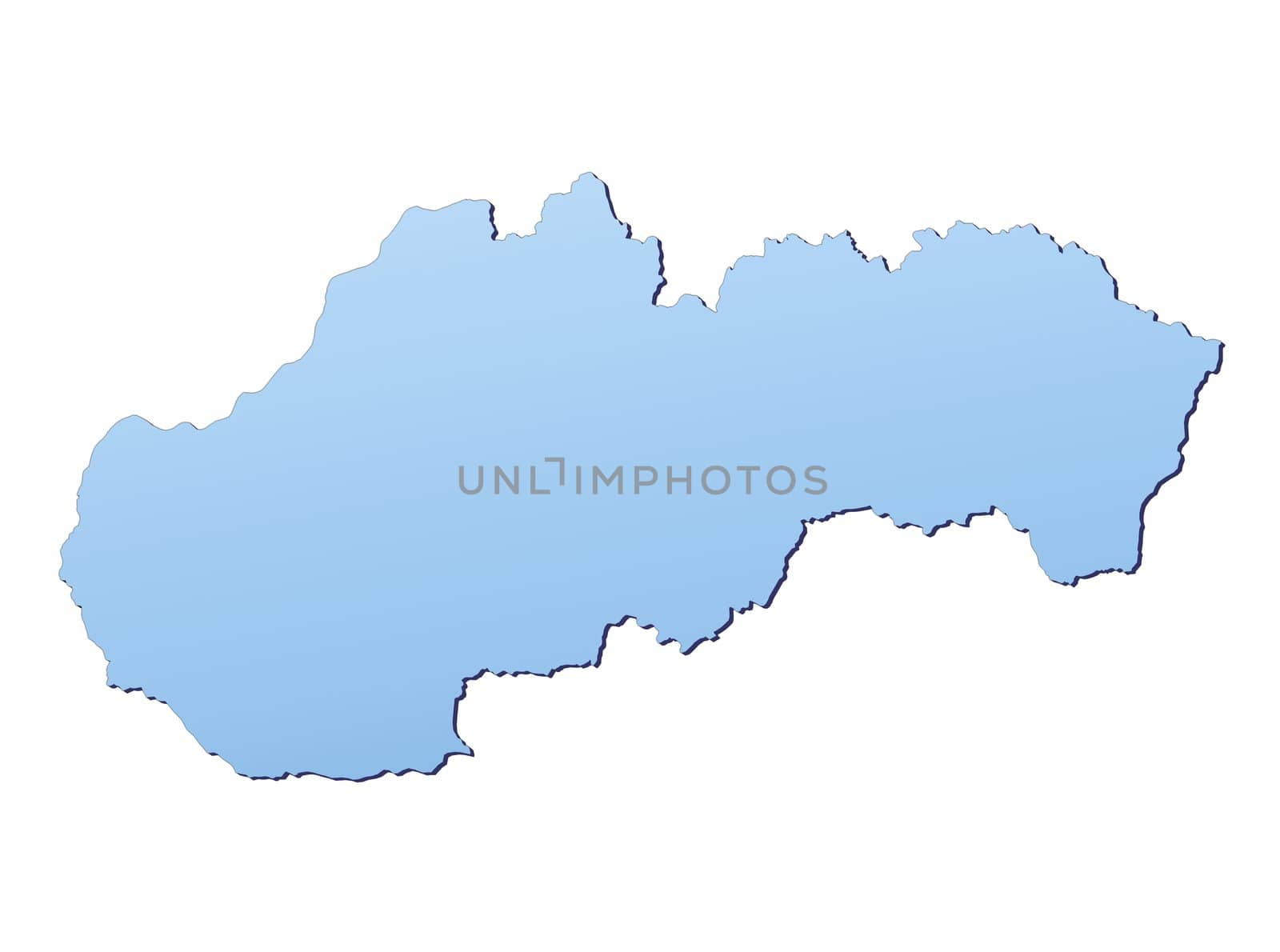Slovakia map filled with light blue gradient. High resolution. Mercator projection.