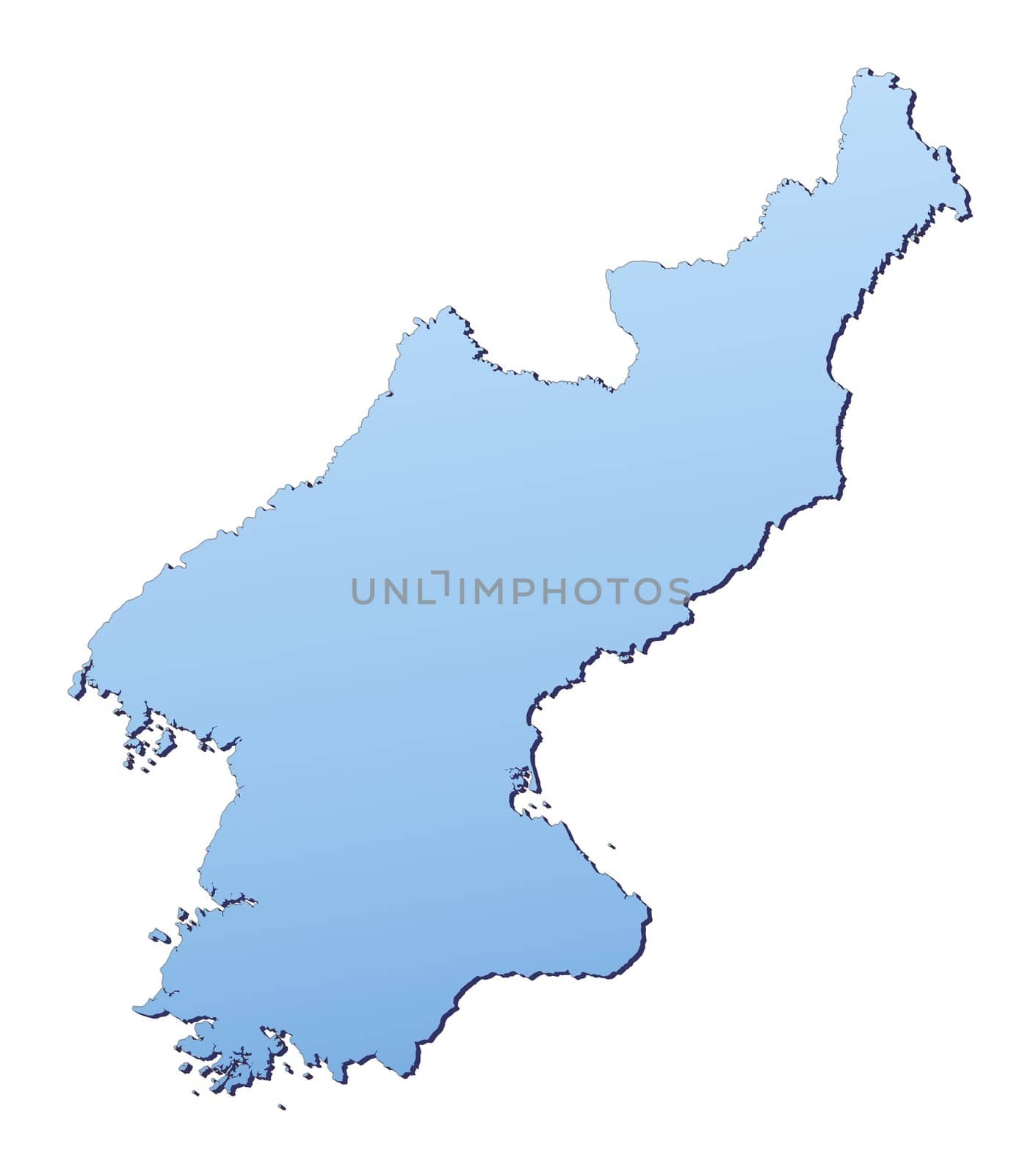 North Korea map filled with light blue gradient. High resolution. Mercator projection.