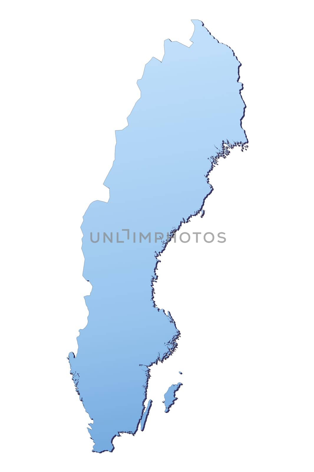 Sweden map filled with light blue gradient. High resolution. Mercator projection.