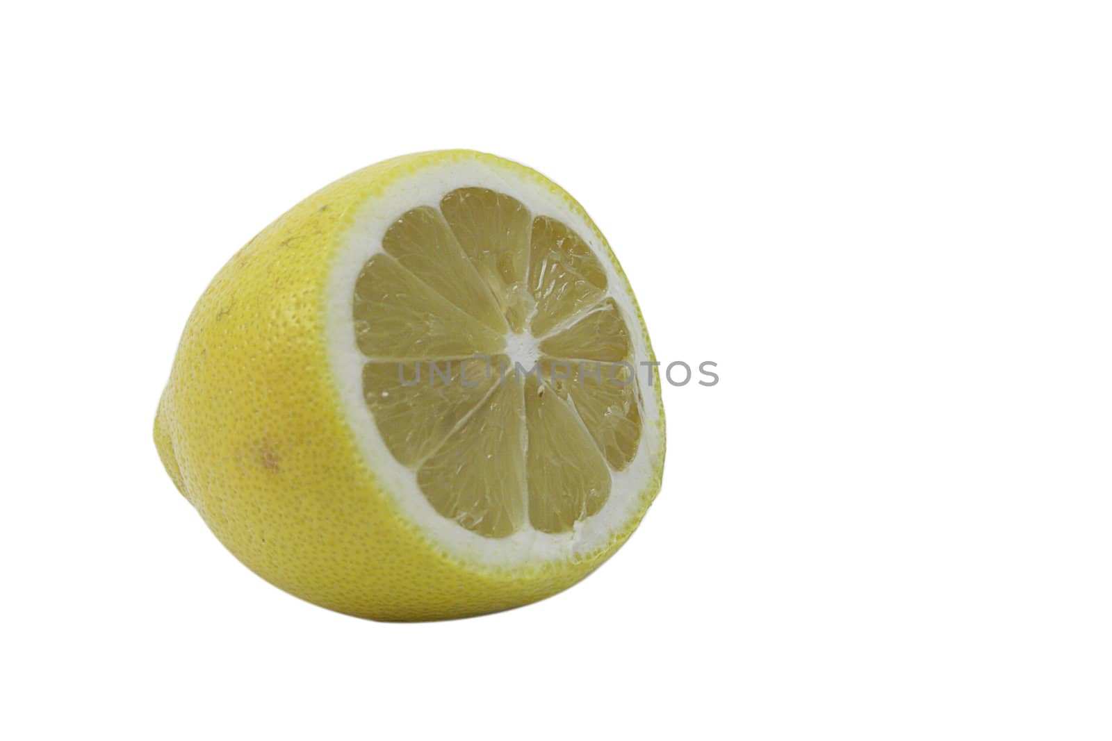 half lemon section isolated on white background