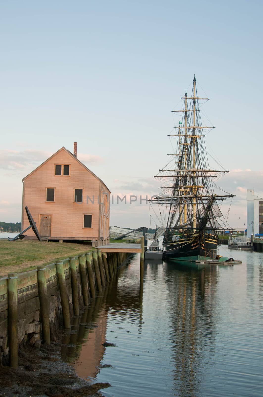 old galleon and old harbor in Salem massachusets Usa