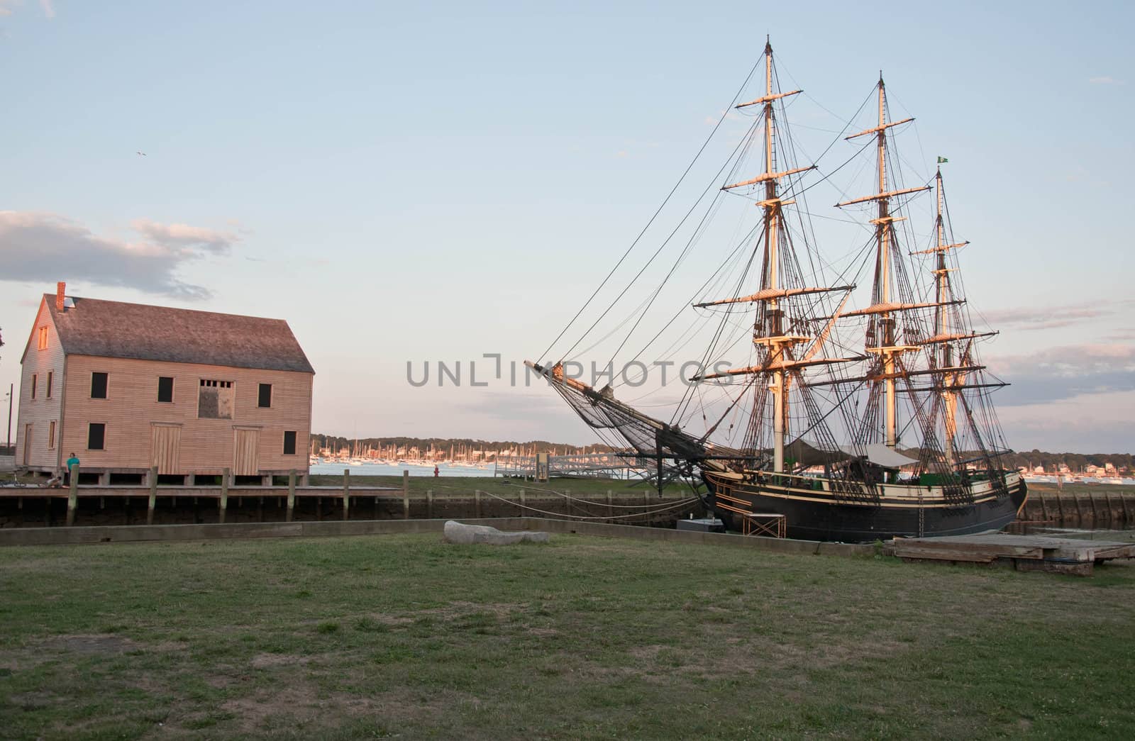 old galleon and old harbor in Salem massachusets Usa
