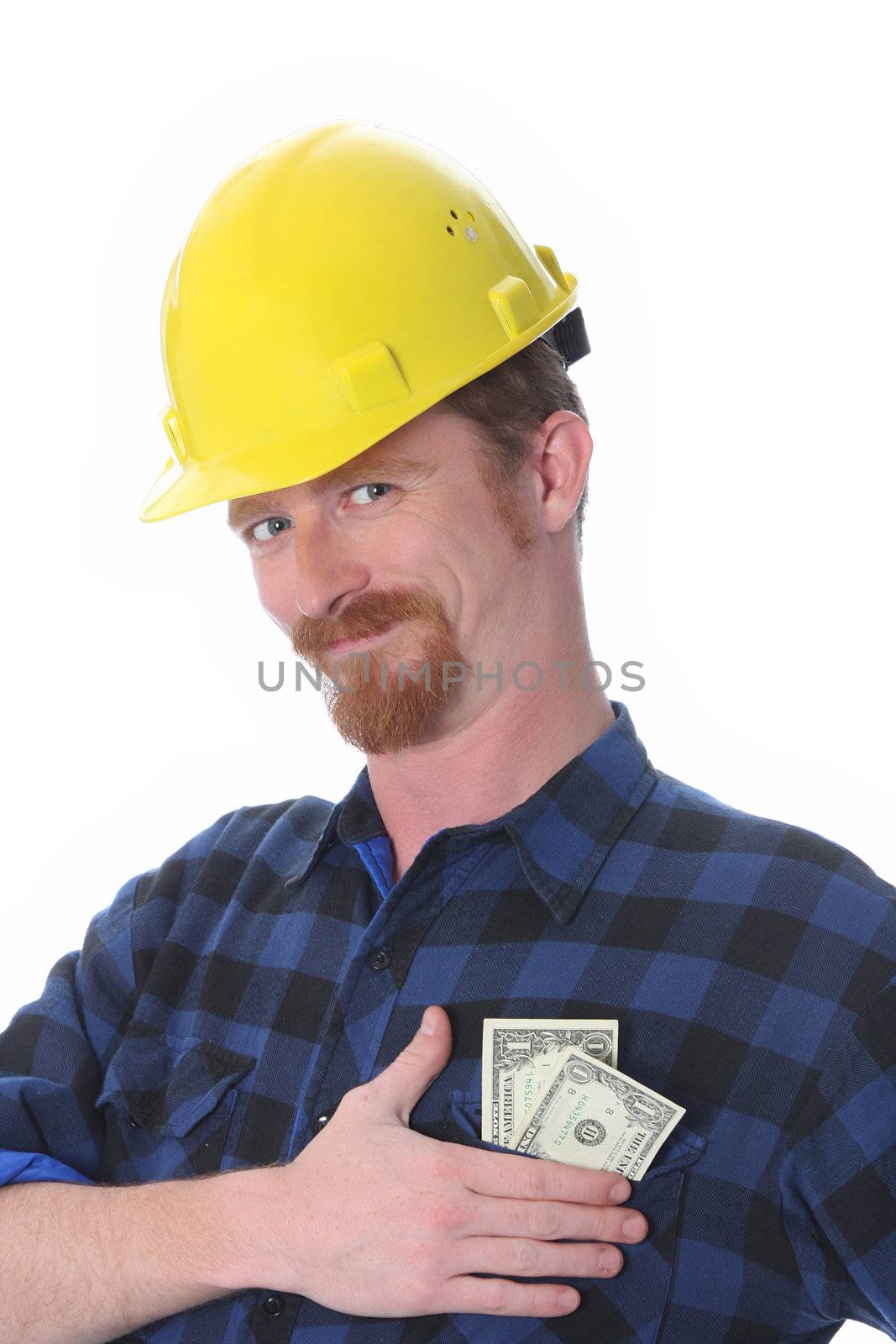 construction worker with earnings out of pocket 