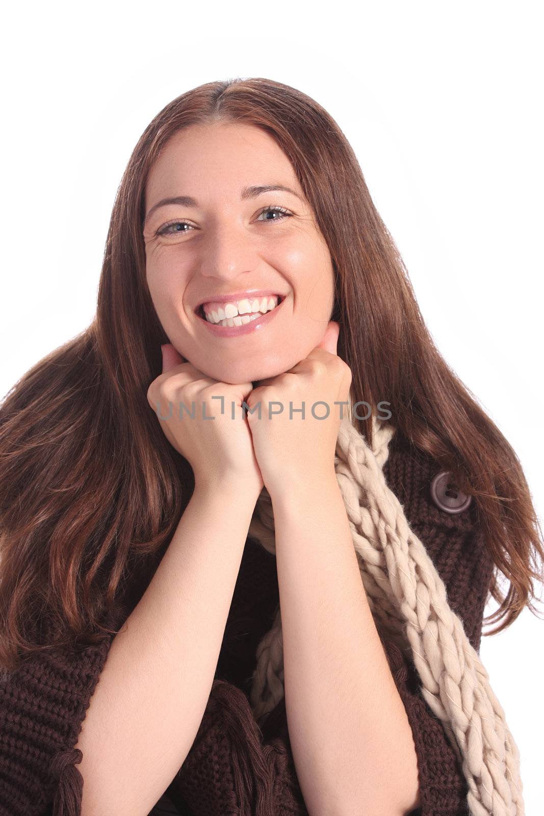 beautiful young a woman on white background