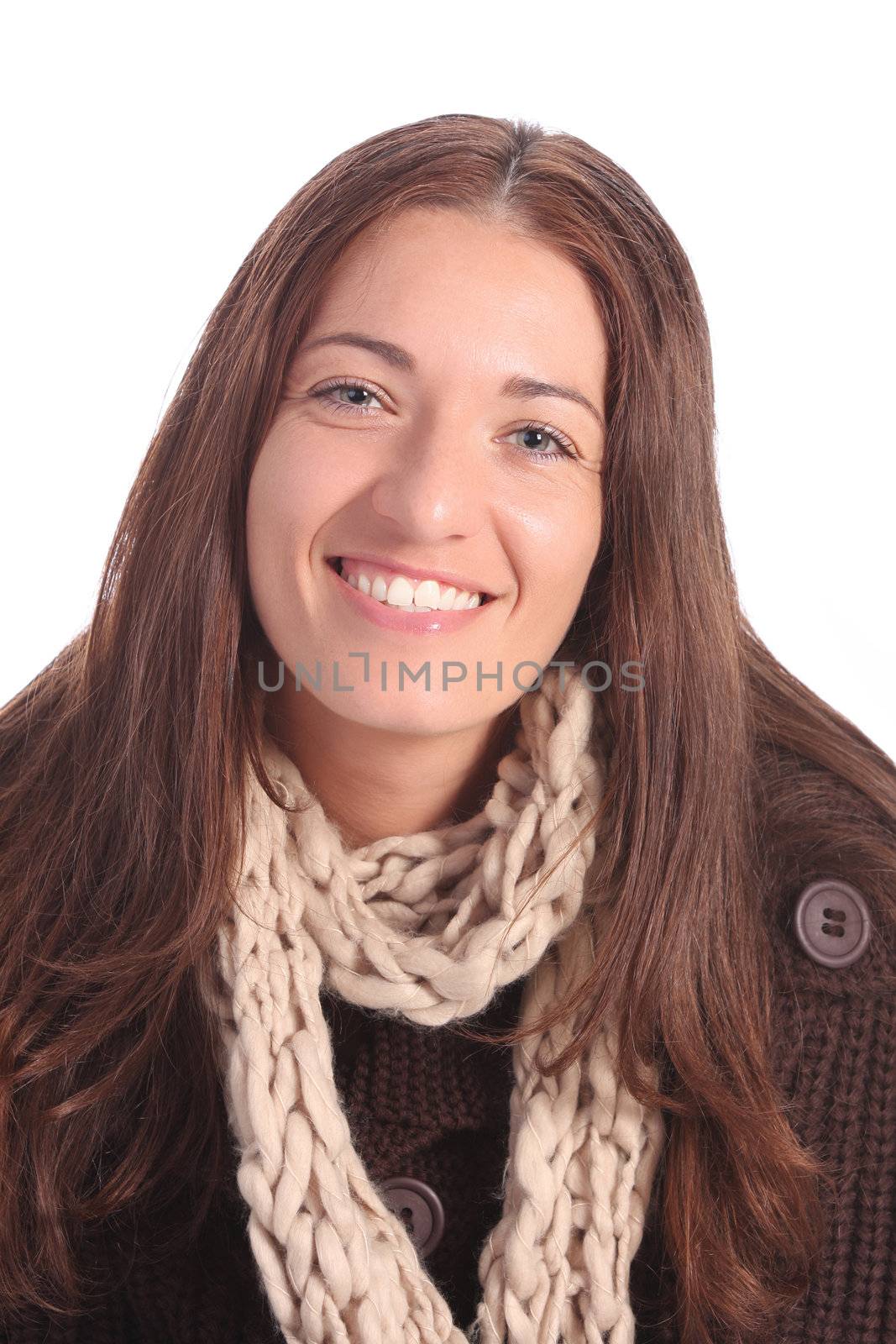 beautiful young a woman on white background