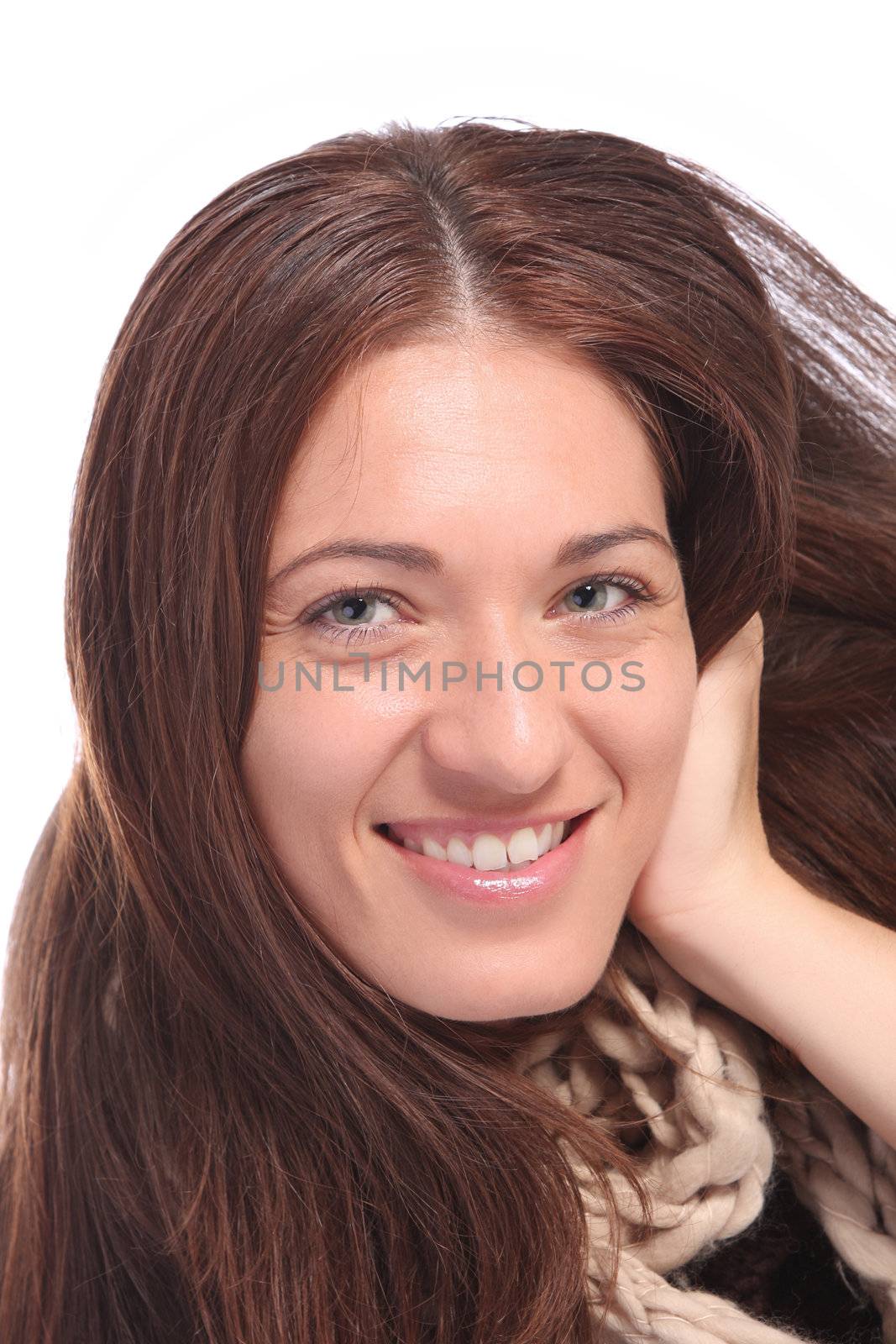 beautiful young a woman on white background