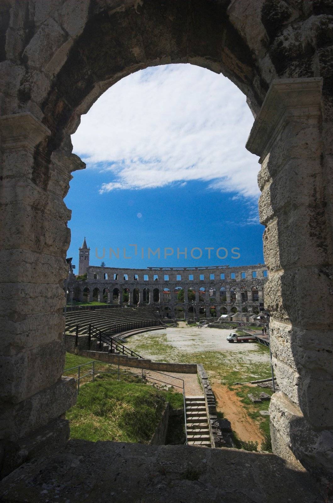 Arch of the Arena in Pula, Croatia