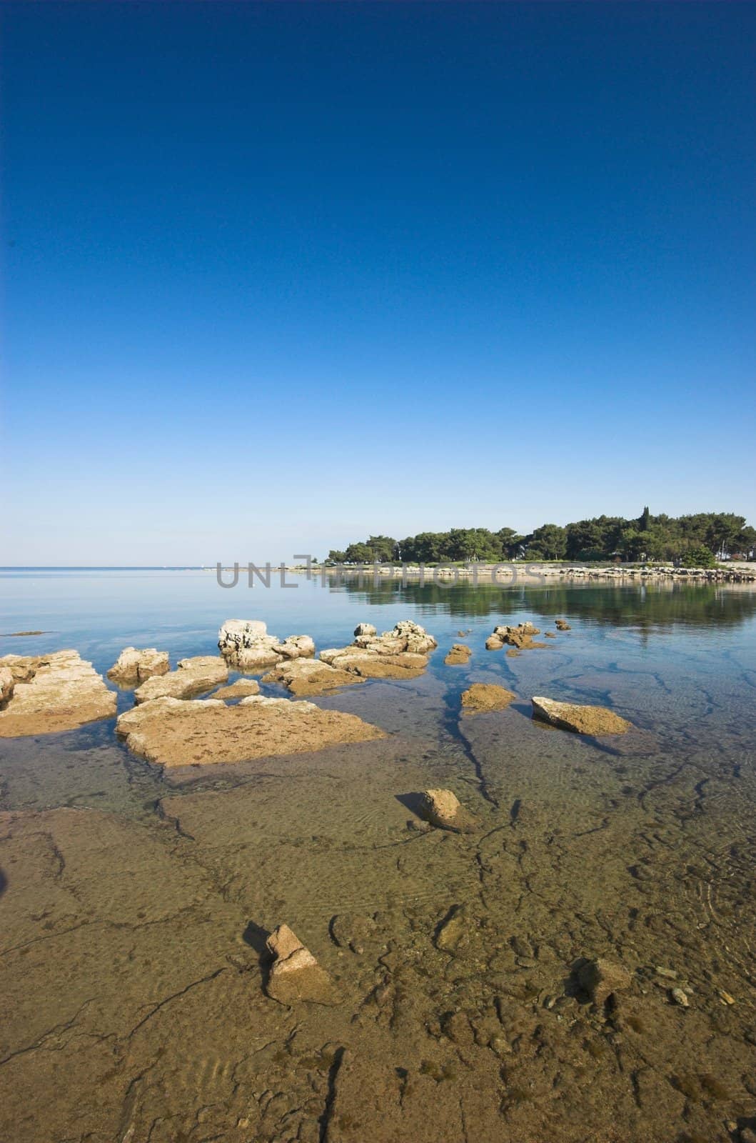 Rocky beach in Istria, croatian coast