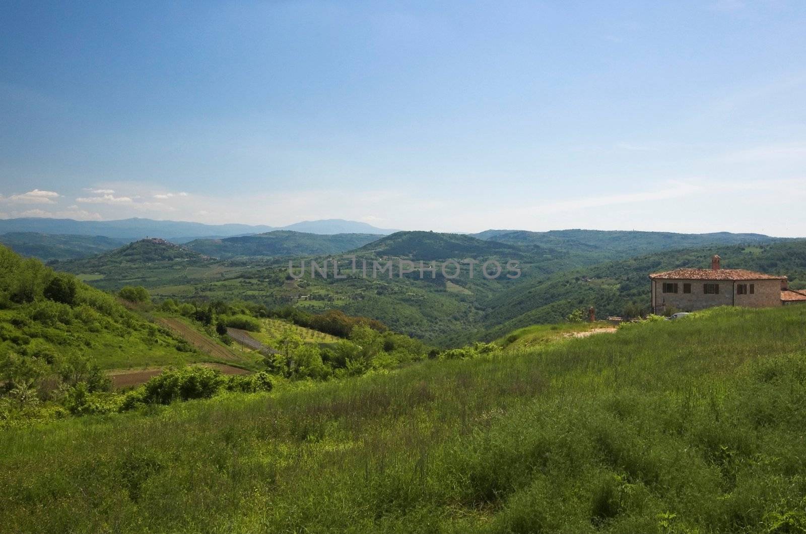 Countryside landscape in the Valley of Mirna, Croatia