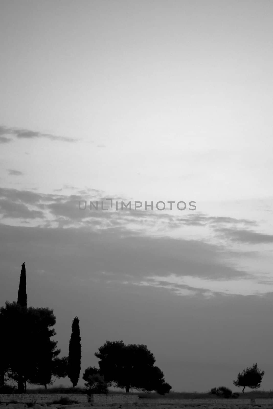 Silhouette of a croatian coast in Spring