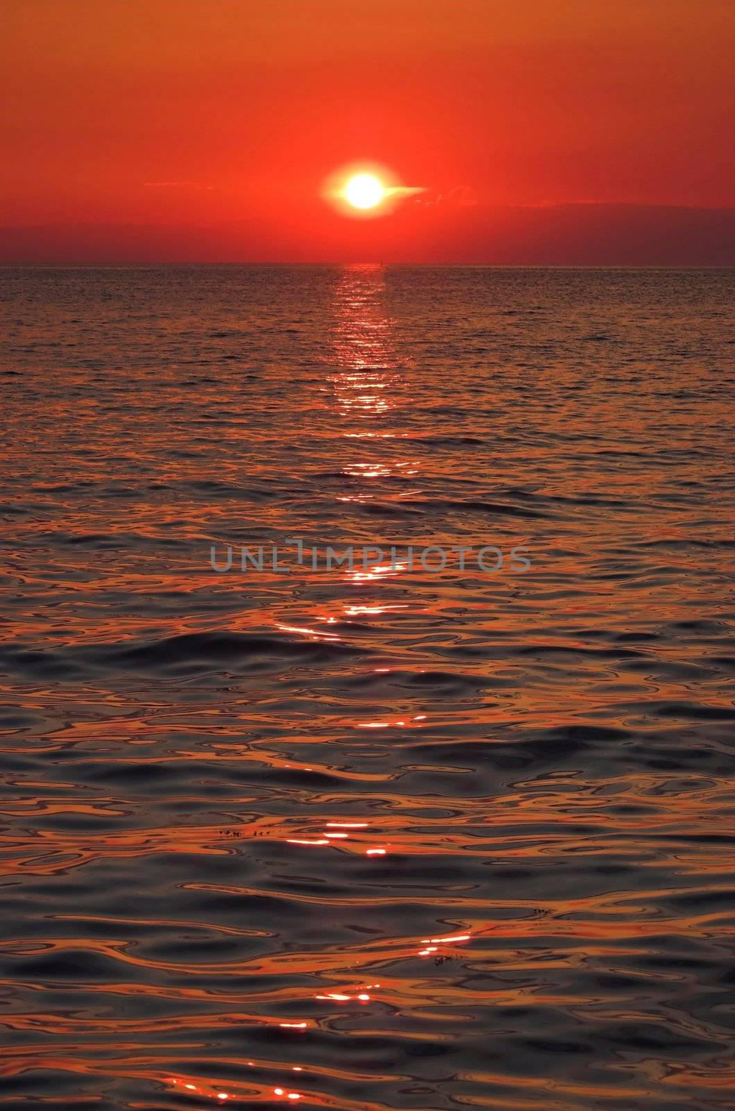 romantic sunset at a sea in Croatia