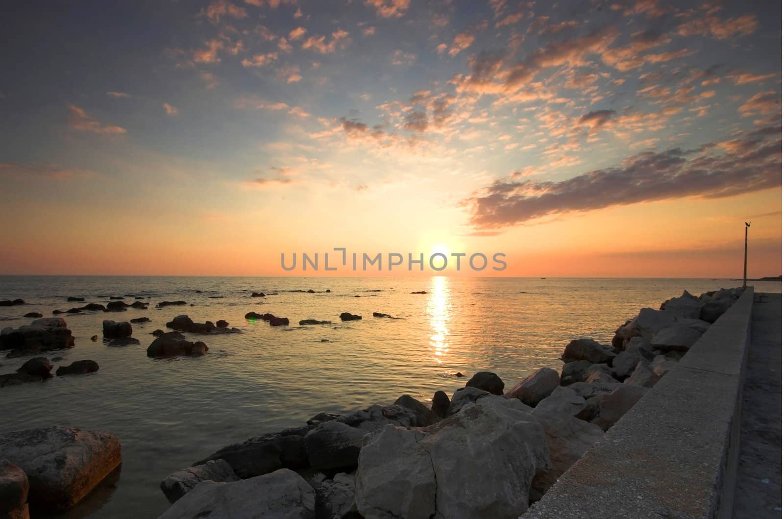 Rocky croatian beach in the area of Umag, Adriatic sea