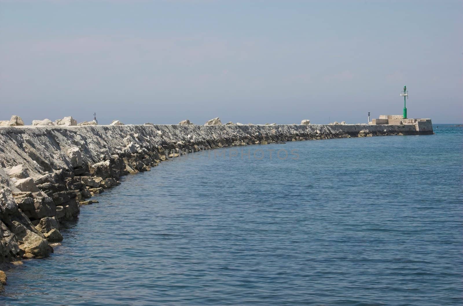 Bay wall (windshield) in the city of Umag in Croatia