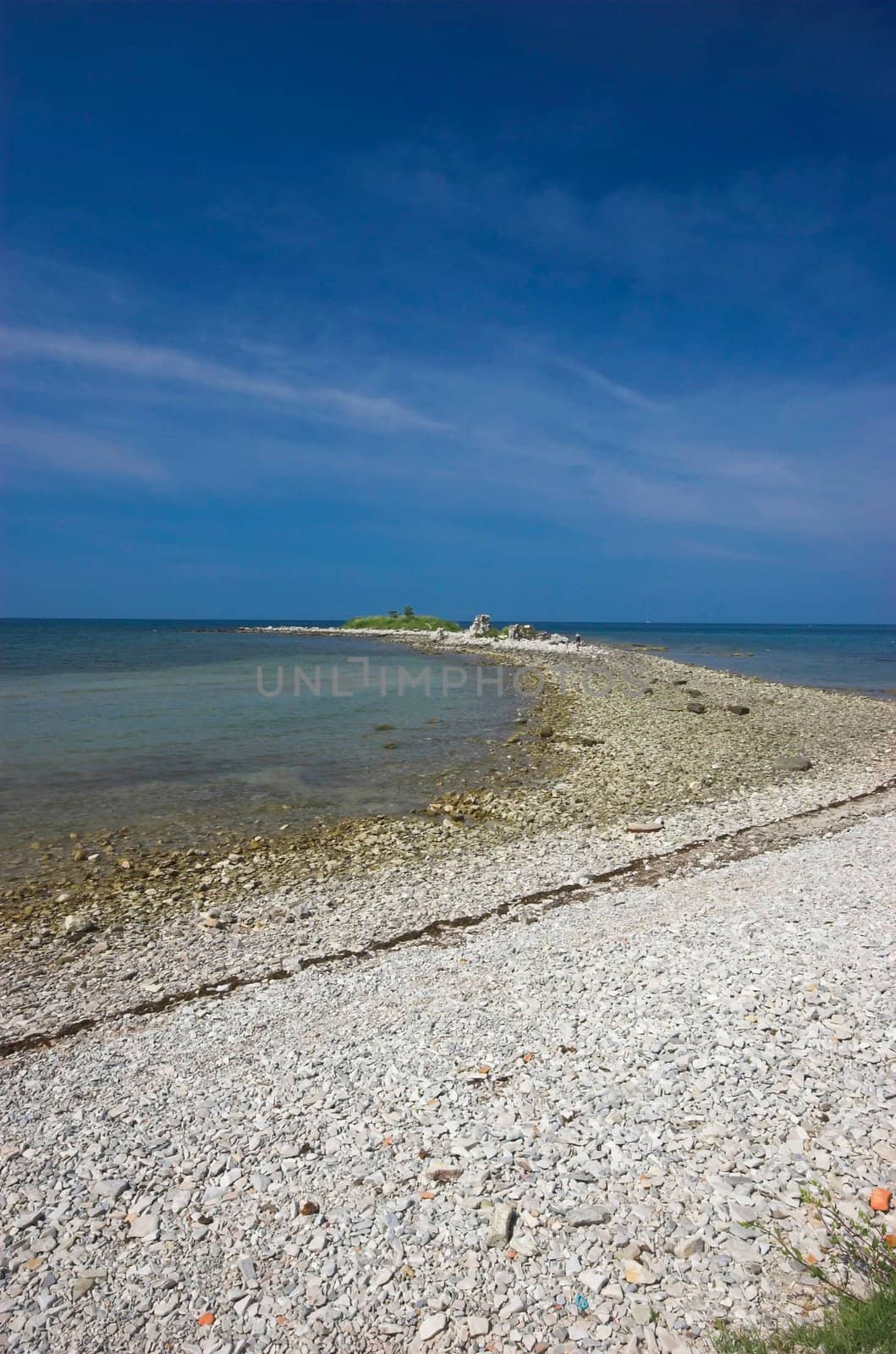 Rocky croatian beach in the area of Umag, Adriatic sea