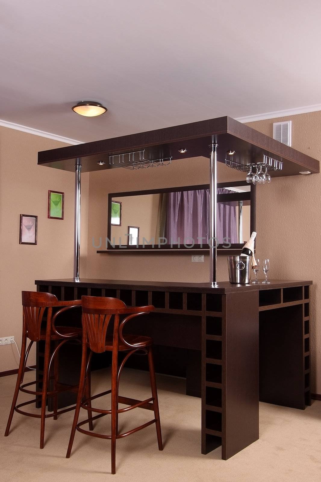 Modern interior with a bar rack