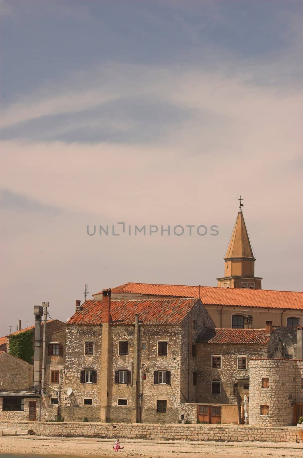 A view woth the church tower of Umag, Croatia