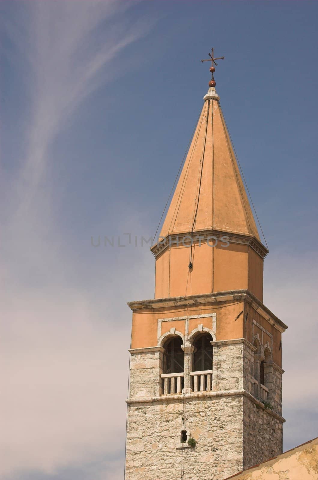A view woth the church tower of Umag, Croatia
