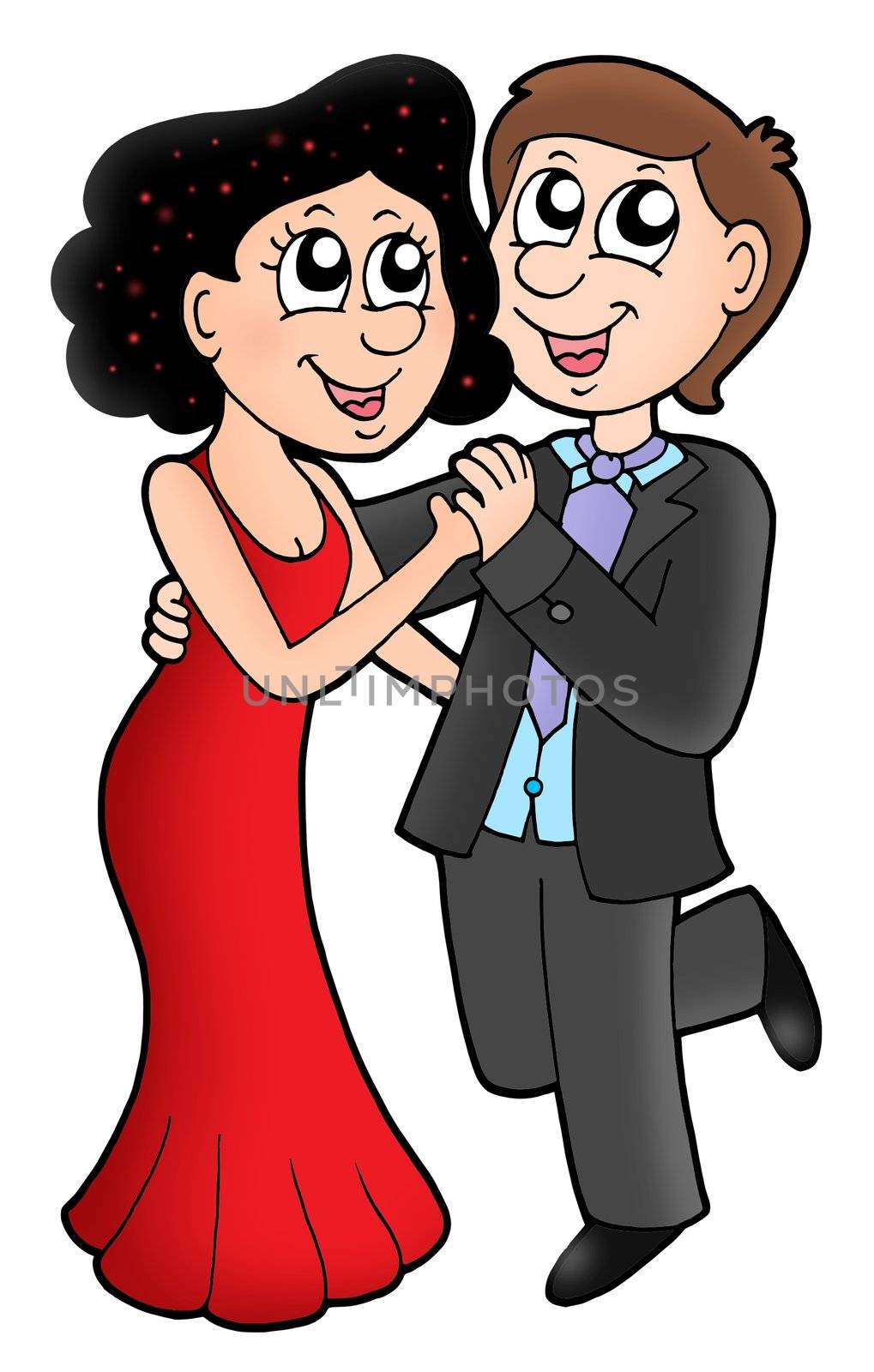 Cartoon dancing couple - color illustration.