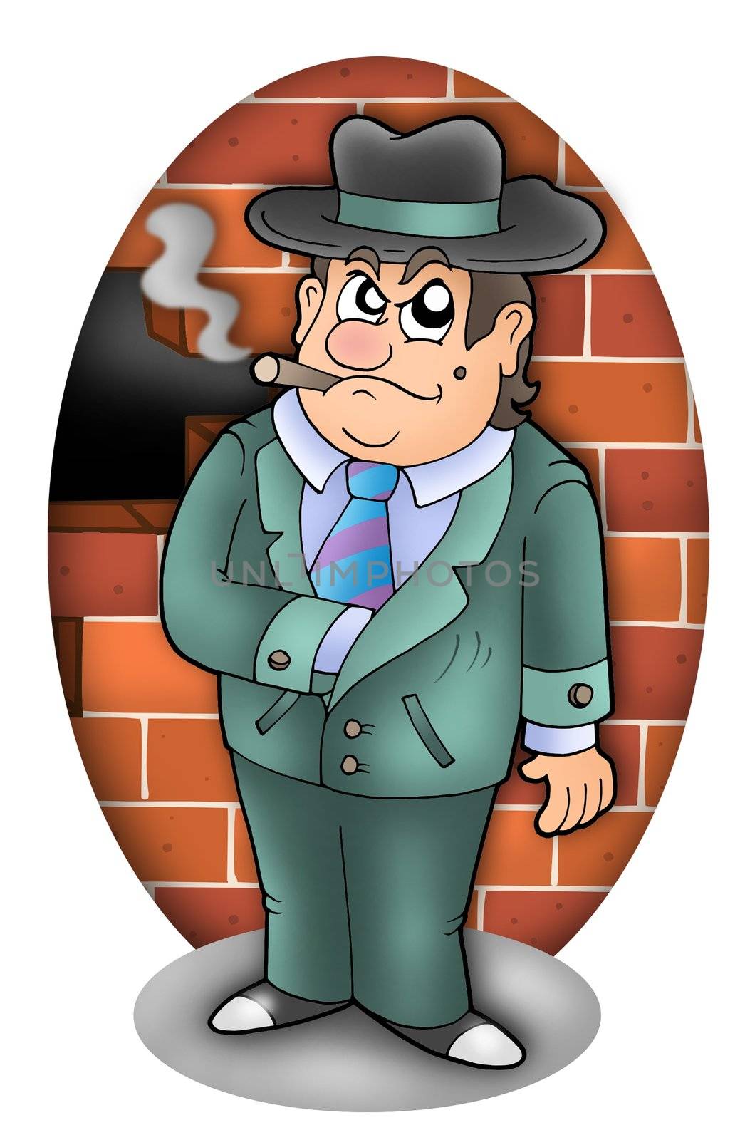 Cartoon gangster with wall by clairev