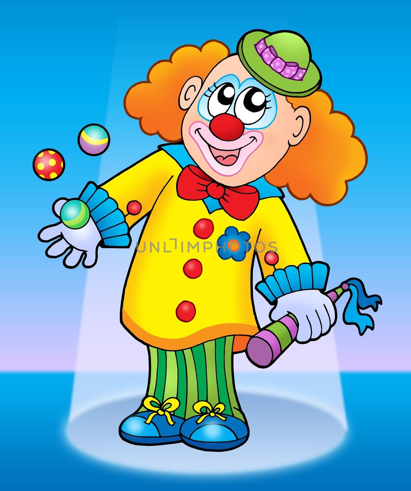 Cute happy clown - color illustration.