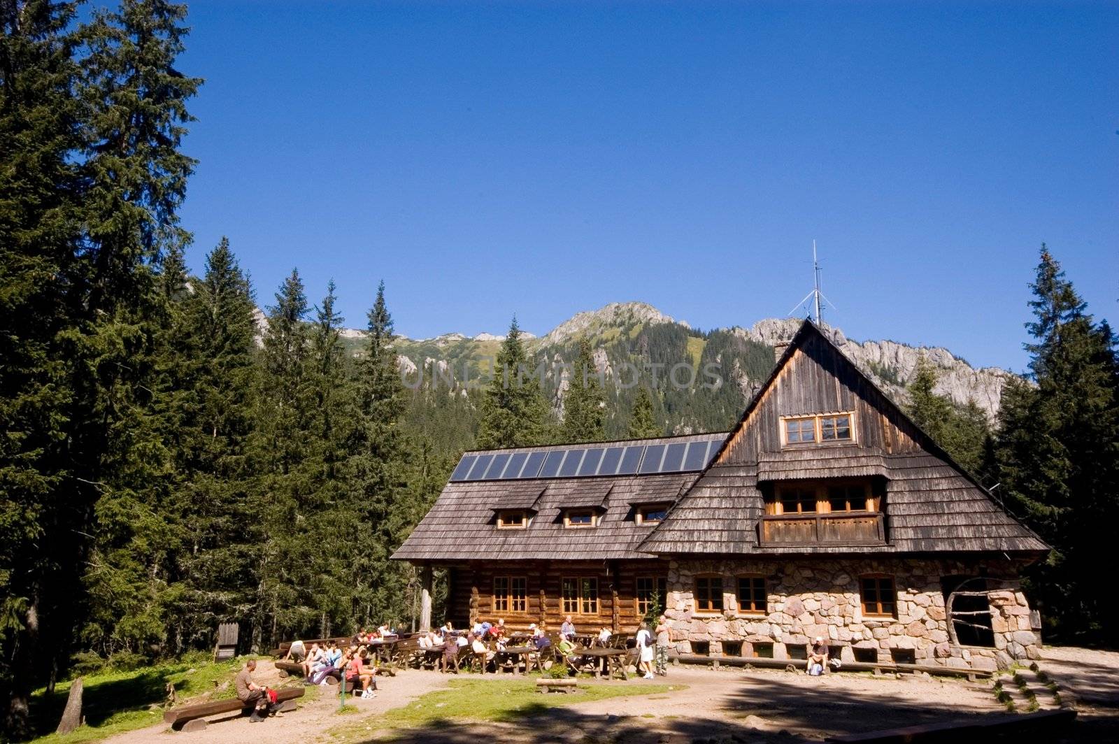 Traditional mountain hostel in Polish Tatra mountains (region of Ornak)