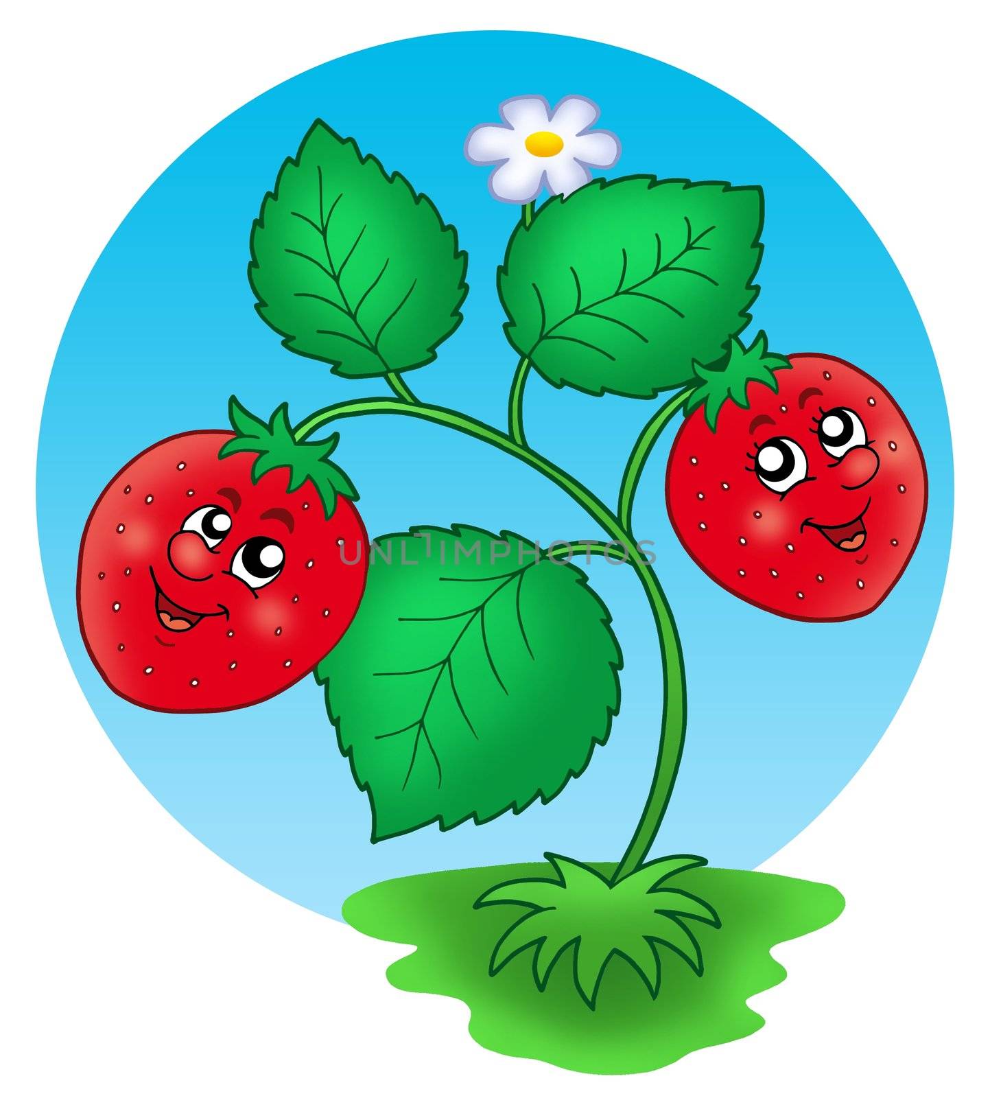 Cute smiling strawberry - color illustration.