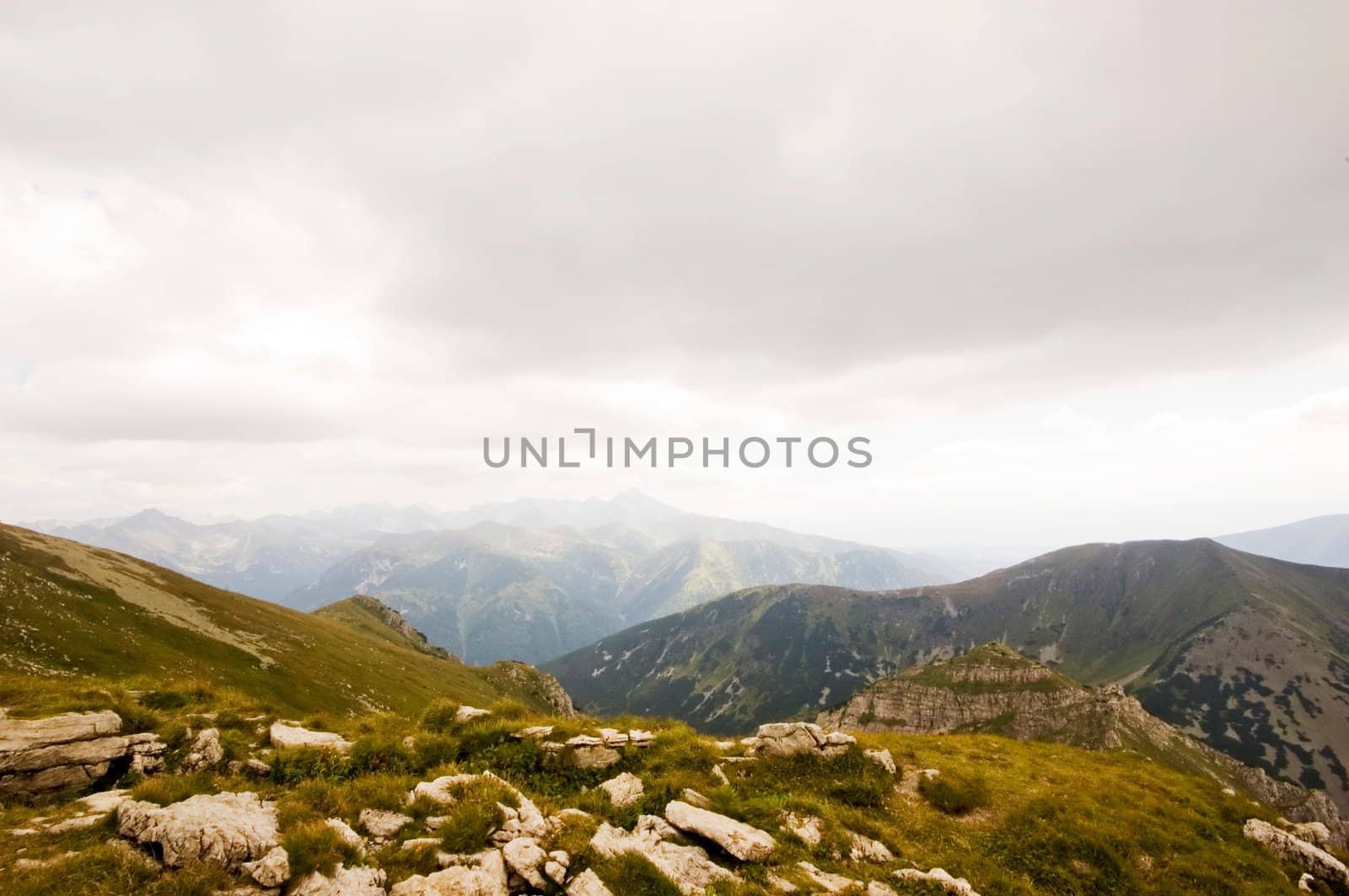 Polish Tatra mountains on an overcast day