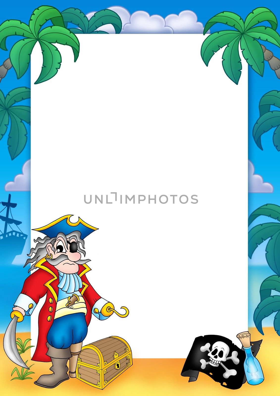 Frame with pirate 3 - color illustration.