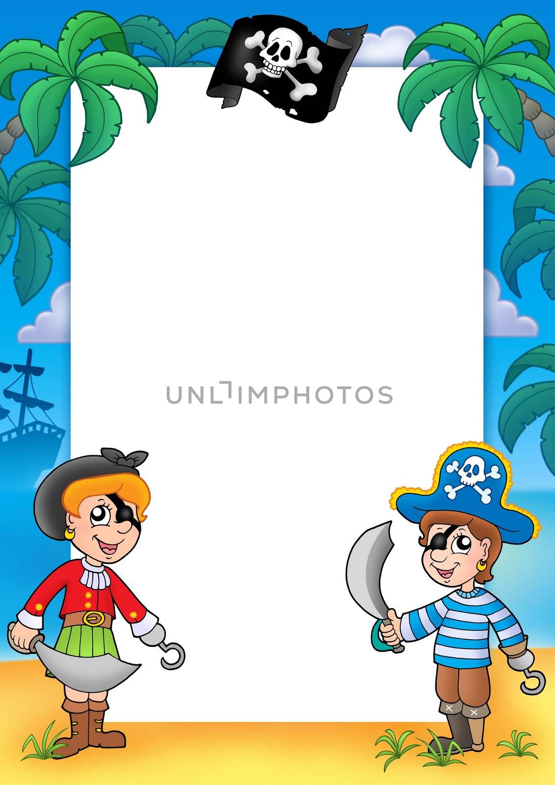 Frame with pirate boy and girl by clairev