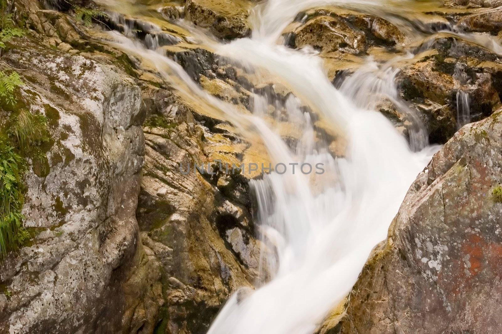 Mountain waterfall in Polish Tatra region