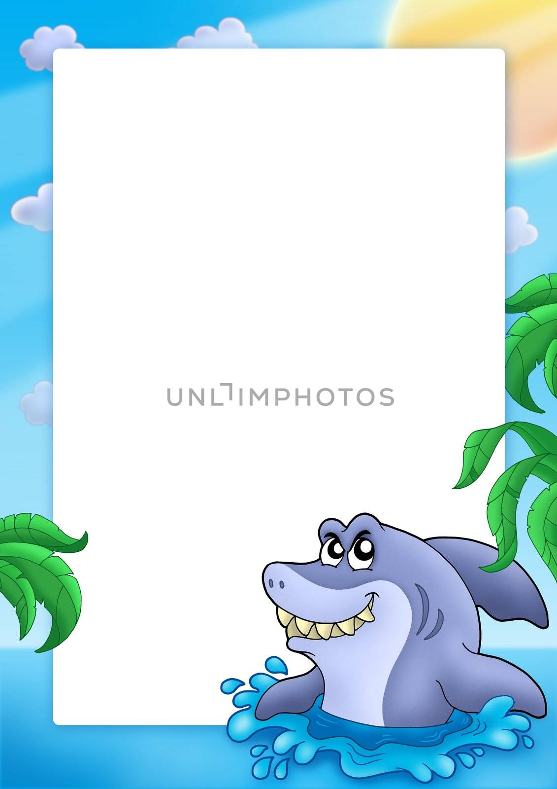 Frame with shark - color illustration.