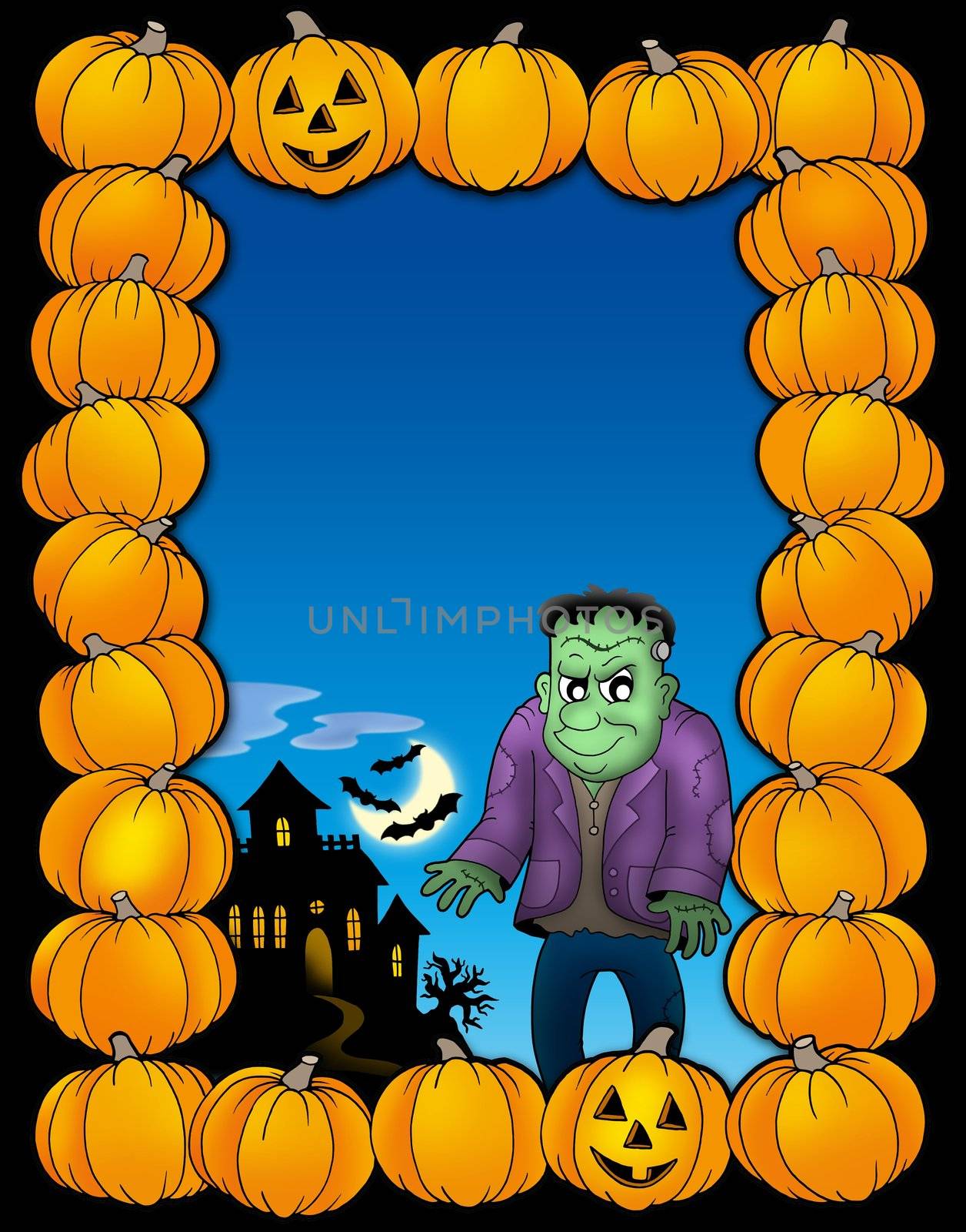 Halloween frame with Frankenstein by clairev