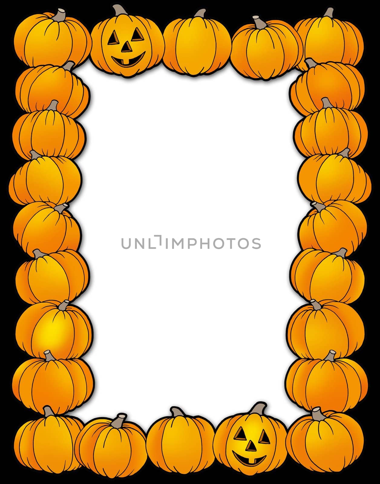 Halloween frame with pumpkins - color illustration.