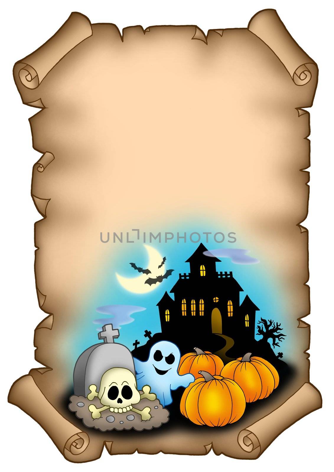 Halloween parchment 2 - color illustration.