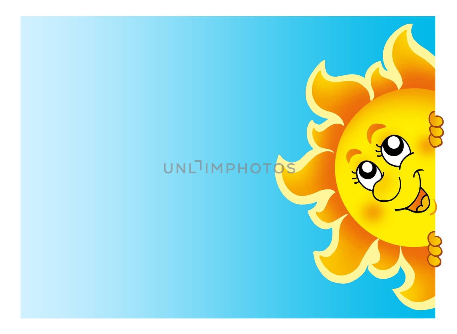 Lurking Sun on sky - color illustration.