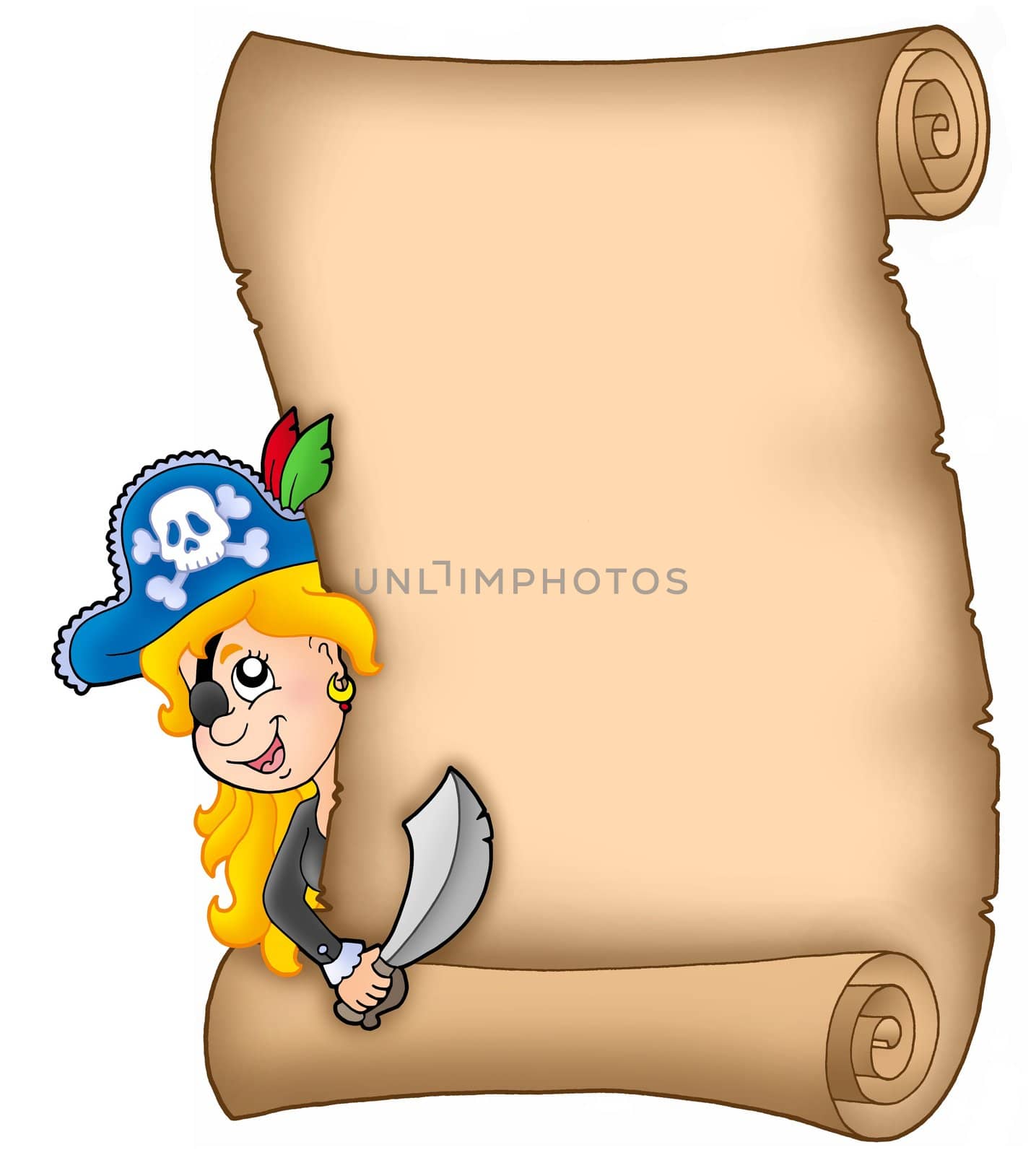 Parchment with lurking pirate girl by clairev