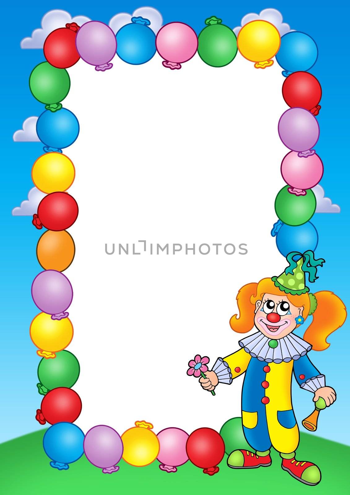 Party invitation frame with clown 1 by clairev