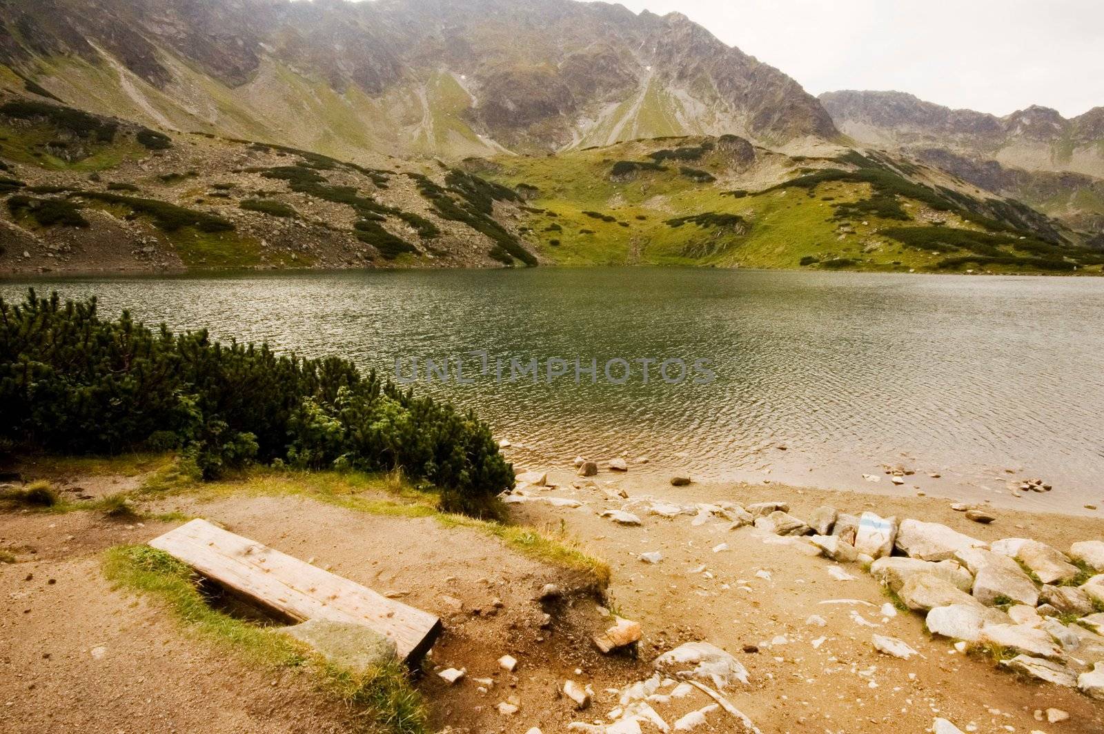 Mountain lake in Polish Tatra mountains in summer