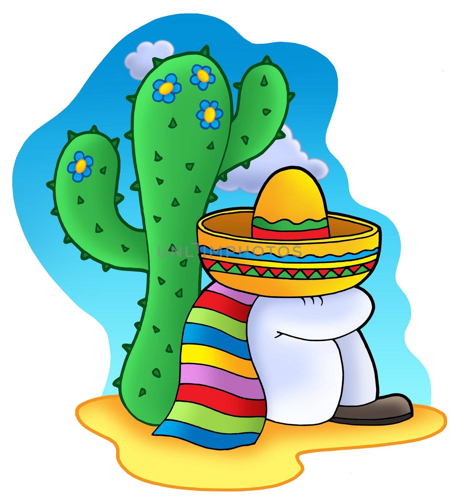 Sleeping Mexican - color illustration.