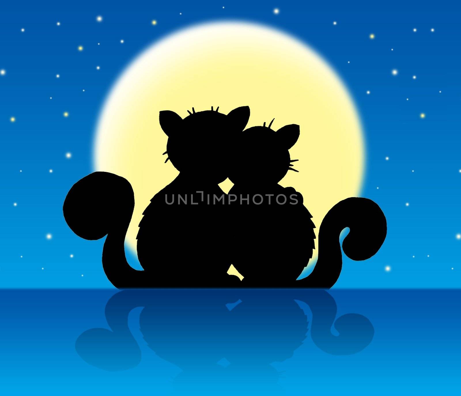 Two cats in moonlight by clairev